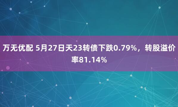 万无优配 5月27日天23转债下跌0.79%，转股溢价率81.14%